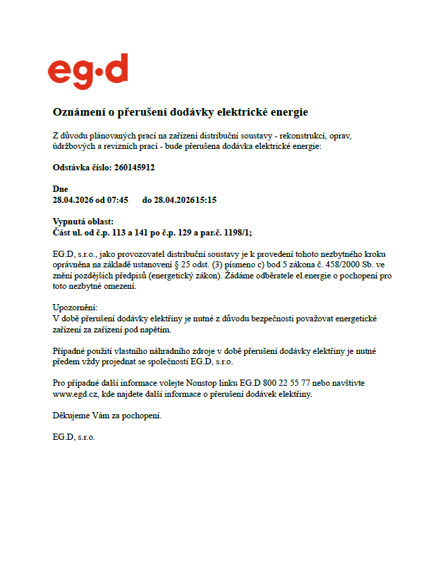 přerušení energie