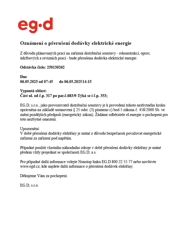přerušení energie